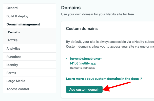 click add custom domain